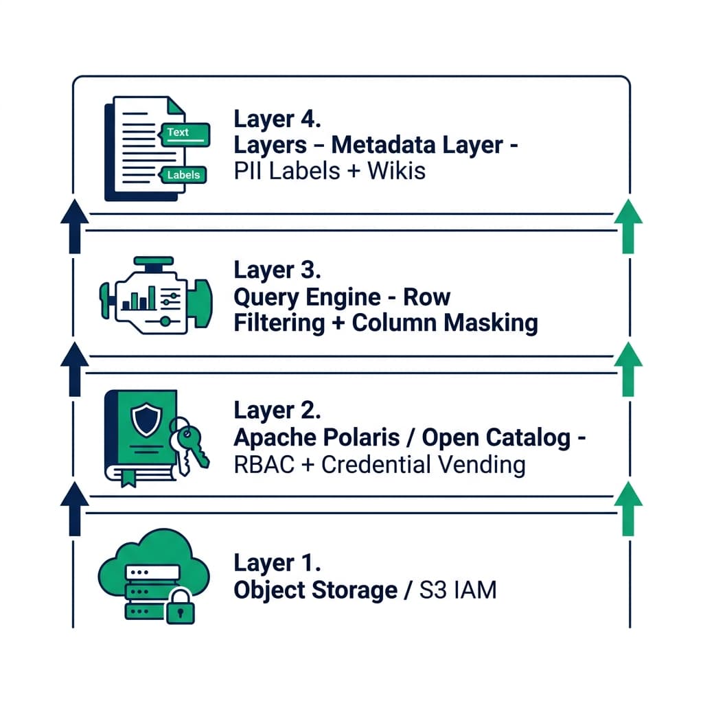 Apache Iceberg governance stack showing catalog and engine layers