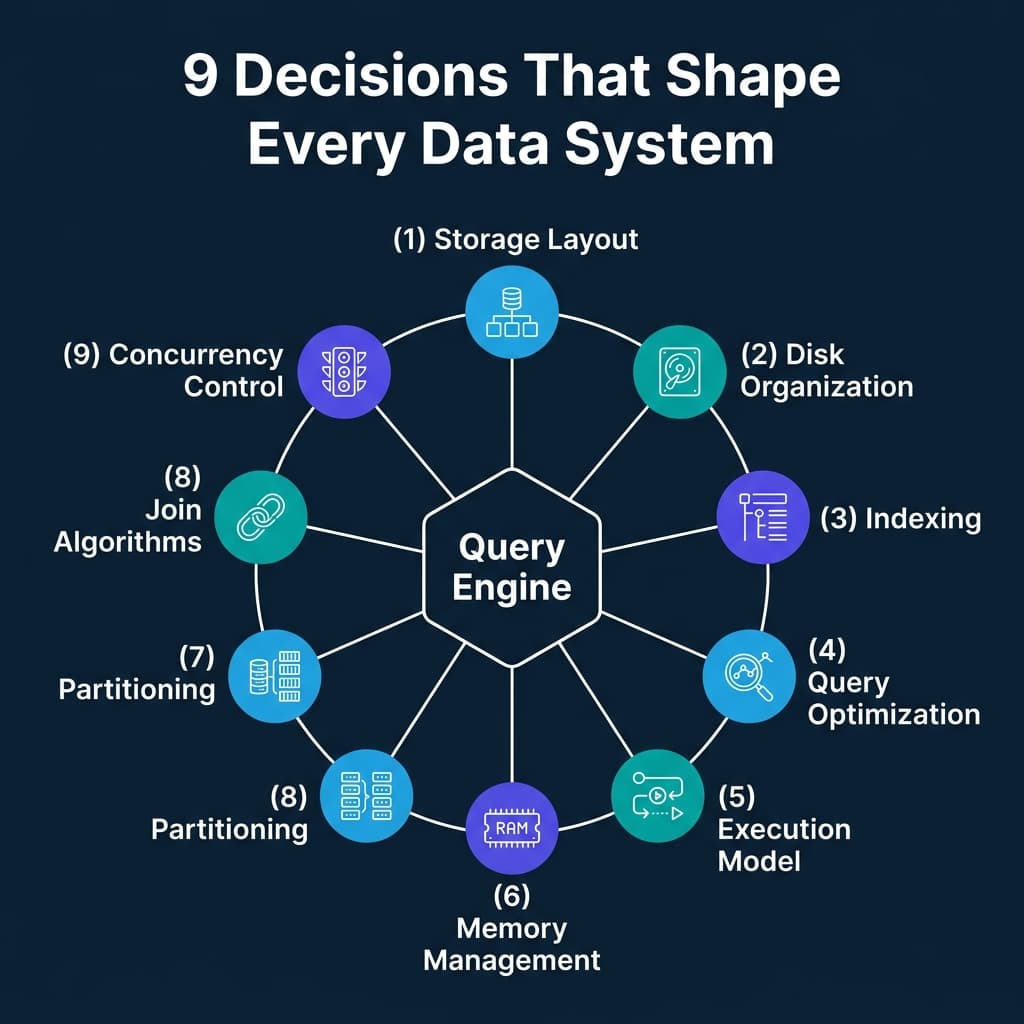 The 9 decisions that shape every query engine from storage layout to concurrency control
